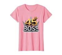 Cadeau d'anniversaire : 45 Years of Being a Boss Anniversary Crown T-Shirt, Femme, Rose, 3XL