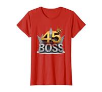 Cadeau d'anniversaire : 45 Years of Being a Boss Anniversary Crown T-Shirt, Femme, Rouge, 3XL