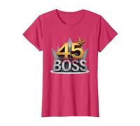 Cadeau d'anniversaire : 45 Years of Being a Boss Anniversary Crown T-Shirt, Femme, Rouge chiné, M