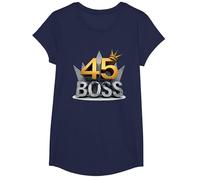 Cadeau d'anniversaire : 45 Years of Being a Boss Anniversary Crown T-Shirt, Fille, Bleu Marine, XS