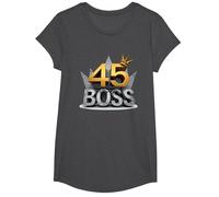 Cadeau d'anniversaire : 45 Years of Being a Boss Anniversary Crown T-Shirt, Fille, Chiné Foncé, XS