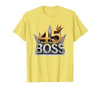Cadeau d'anniversaire : 45 Years of Being a Boss Anniversary Crown T-Shirt, Homme, Citron, M