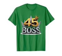 Cadeau d'anniversaire : 45 Years of Being a Boss Anniversary Crown T-Shirt, Homme, Vert Kelly, 3XL