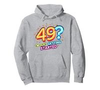 Cadeau d'anniversaire : 49 ? I'm Just Getting Started - Neon Vibes Sweat à Capuche, Unisexe pour Adultes, Gris Chiné, M