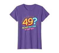Cadeau d'anniversaire : 49 ? I'm Just Getting Started - Neon Vibes T-Shirt, Femme, Violet chiné, XL
