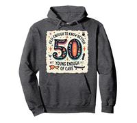 Cadeau d'anniversaire 50 Ans : Citation Humoristique « Old Enough to Know Better » Sweat à Capuche, Unisexe pour Adultes, Chiné Foncé, M