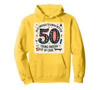 Cadeau d'anniversaire 50 Ans : Citation Humoristique « Old Enough to Know Better » Sweat à Capuche, Unisexe pour Adultes, Citron, M