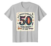 Cadeau d'anniversaire 50 Ans : Citation Humoristique « Old Enough to Know Better » T-Shirt, Enfant, Argent, 2 Ans