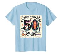 Cadeau d'anniversaire 50 Ans : Citation Humoristique « Old Enough to Know Better » T-Shirt, Enfant, Bleu Céleste, 12 Ans
