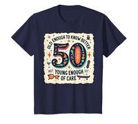 Cadeau d'anniversaire 50 Ans : Citation Humoristique « Old Enough to Know Better » T-Shirt, Enfant, Bleu Marine, 3 Ans