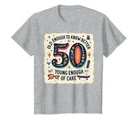 Cadeau d'anniversaire 50 Ans : Citation Humoristique « Old Enough to Know Better » T-Shirt, Enfant, Gris Chiné, 2 Ans