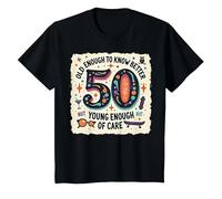 Cadeau d'anniversaire 50 Ans : Citation Humoristique « Old Enough to Know Better » T-Shirt, Enfant, Noir, 6 Ans