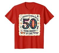 Cadeau d'anniversaire 50 Ans : Citation Humoristique « Old Enough to Know Better » T-Shirt, Enfant, Rouge, 2 Ans