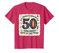 Cadeau d'anniversaire 50 Ans : Citation Humoristique « Old Enough to Know Better » T-Shirt, Enfant, Rouge chiné, 2 Ans