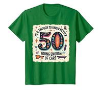 Cadeau d'anniversaire 50 Ans : Citation Humoristique « Old Enough to Know Better » T-Shirt, Enfant, Vert Kelly, 6 Ans