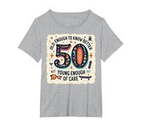 Cadeau d'anniversaire 50 Ans : Citation Humoristique « Old Enough to Know Better » T-Shirt, Femme Grandes Tailles, Gris Chiné, 2X