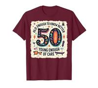 Cadeau d'anniversaire 50 Ans : Citation Humoristique « Old Enough to Know Better » T-Shirt, Homme, Marron, M