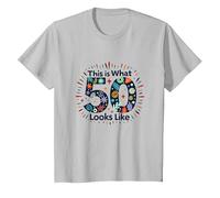 Cadeau d'anniversaire 50 Ans : « This is What 50 Looks Like » T-Shirt, Enfant, Argent, 3 Ans
