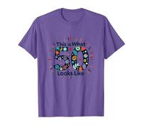 Cadeau d'anniversaire 50 Ans : « This is What 50 Looks Like » T-Shirt, Homme, Violet Chiné, L