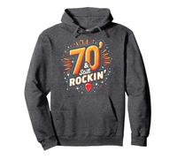 Cadeau d'anniversaire 70 Ans pour Homme - 70 & Still Rockin' Sweat à Capuche, Unisexe pour Adultes, Chiné Foncé, M