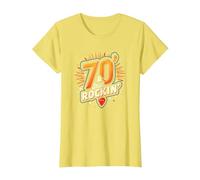 Cadeau d'anniversaire 70 Ans pour Homme - 70 & Still Rockin' T-Shirt, Femme, Citron, XXL
