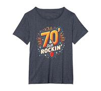 Cadeau d'anniversaire 70 Ans pour Homme - 70 & Still Rockin' T-Shirt, Femme Grandes Tailles, Bleu Chiné, 1X
