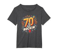 Cadeau d'anniversaire 70 Ans pour Homme - 70 & Still Rockin' T-Shirt, Femme Grandes Tailles, Chiné Foncé, 6X