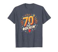 Cadeau d'anniversaire 70 Ans pour Homme - 70 & Still Rockin' T-Shirt, Homme, Bleu Chiné, XXL