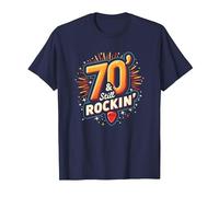 Cadeau d'anniversaire 70 Ans pour Homme - 70 & Still Rockin' T-Shirt, Homme, Bleu Marine, XL