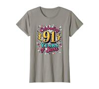 Cadeau d'anniversaire 91 Ans : célébration des années de Sass T-Shirt, Femme, Ardoise, XXL