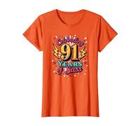 Cadeau d'anniversaire 91 Ans : célébration des années de Sass T-Shirt, Femme, Orange, XL