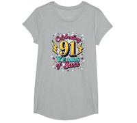 Cadeau d'anniversaire 91 Ans : célébration des années de Sass T-Shirt, Fille, Gris Chiné, M