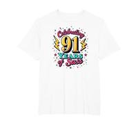 Cadeau d'anniversaire 91 Ans : célébration des années de Sass T-Shirt, Homme Grandes Tailles, Blanc, 4X Tall