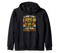 Cadeau d'anniversaire Amusant avec Inscription « I Don't Age I Level Up Cat Mom Level Max » Sweat à Capuche