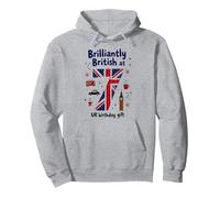 Cadeau d'anniversaire Brilliantly British at 7 UK Sweat à Capuche, Unisexe pour Adultes, Gris Chiné, M