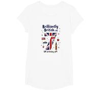 Cadeau d'anniversaire Brilliantly British at 7 UK T-Shirt, Fille, Blanc, XS
