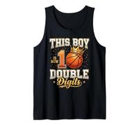Cadeau d'anniversaire de 10e Anniversaire avec Inscription « This Boy is 10 Double Digits Basketball » Débardeur