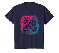 Cadeau d'anniversaire de 28e Anniversaire « Almost 30, Still Flirty » T-Shirt, Enfant, Bleu Marine, 6 Ans