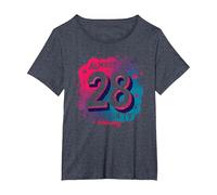 Cadeau d'anniversaire de 28e Anniversaire « Almost 30, Still Flirty » T-Shirt, Femme Grandes Tailles, Bleu Chiné, 1X