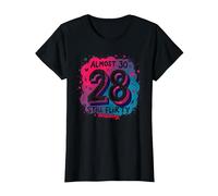 Cadeau d'anniversaire de 28e Anniversaire « Almost 30, Still Flirty » T-Shirt, Femme, Noir, XL
