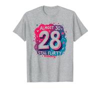 Cadeau d'anniversaire de 28e Anniversaire « Almost 30, Still Flirty » T-Shirt, Homme, Gris Chiné, 5XL