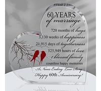Cadeau d'anniversaire de mariage en forme de cœur - Cadeau souvenir de mariage - Cadeau pour couple, parent, femme, maman, mari, épouse (60ème)