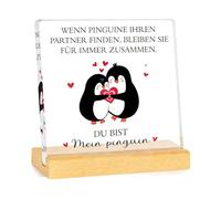 Cadeau d'anniversaire de mariage pingouin, cadeau d'anniversaire pour lui, plaque en bois, décoration de maison, cadeau pour partenaire, cadeau romantique de Saint-Valentin