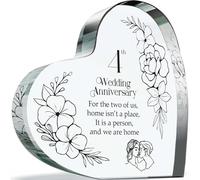 Cadeau d'anniversaire de peste de fruits ou de fleurs pour mari, épouse - Home is a Person - Cadeau d'anniversaire de mariage pour partenaire, 100 mm x 100 mm en acrylique cœur souvenir pour quatrième