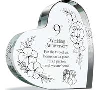 Cadeau d'anniversaire de poterie pour mari et femme - Home is a Person - Cadeau d'anniversaire de mariage pour partenaire, 100 mm x 100 mm en acrylique cœur souvenir pour neuvième anniversaire de