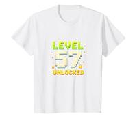 Cadeau d'anniversaire débloqué Niveau 57 pour Joueurs T-Shirt, Enfant, Blanc, 2 Ans