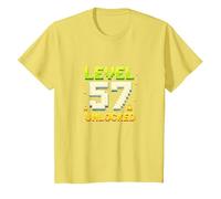 Cadeau d'anniversaire débloqué Niveau 57 pour Joueurs T-Shirt, Enfant, Citron, 2 Ans