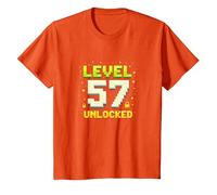 Cadeau d'anniversaire débloqué Niveau 57 pour Joueurs T-Shirt, Enfant, Orange, 2 Ans