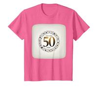 Cadeau d'anniversaire emblématique 50 Ans - Cadeau d'anniversaire d'or T-Shirt, Enfant, Rose Chiné, 12 Ans