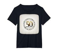 Cadeau d'anniversaire emblématique 50 Ans - Cadeau d'anniversaire d'or T-Shirt, Femme Grandes Tailles, Noir, 4X